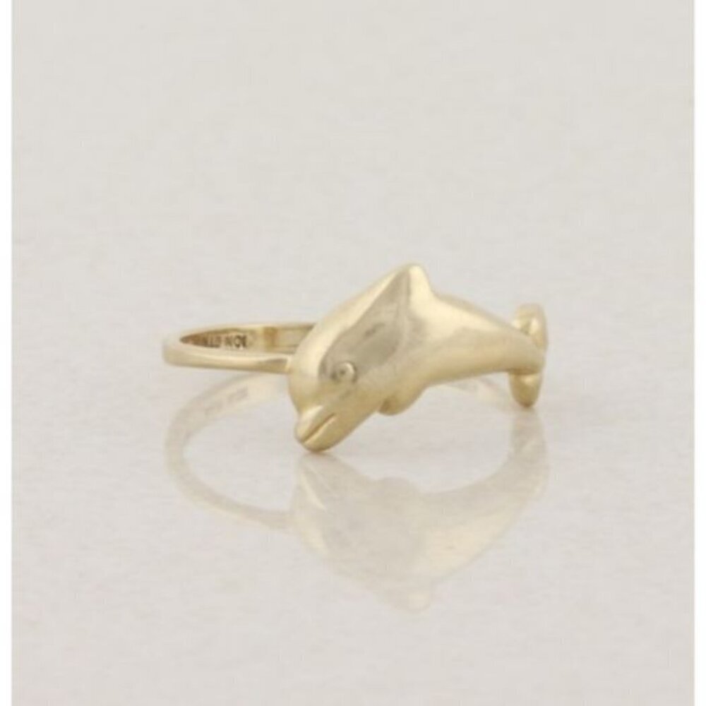 10k Yellow Gold Dolphin Ring Size 8 1/4 - Picture 1 of 7